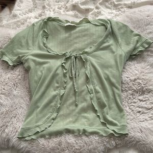 bohme boutique green tie front top
